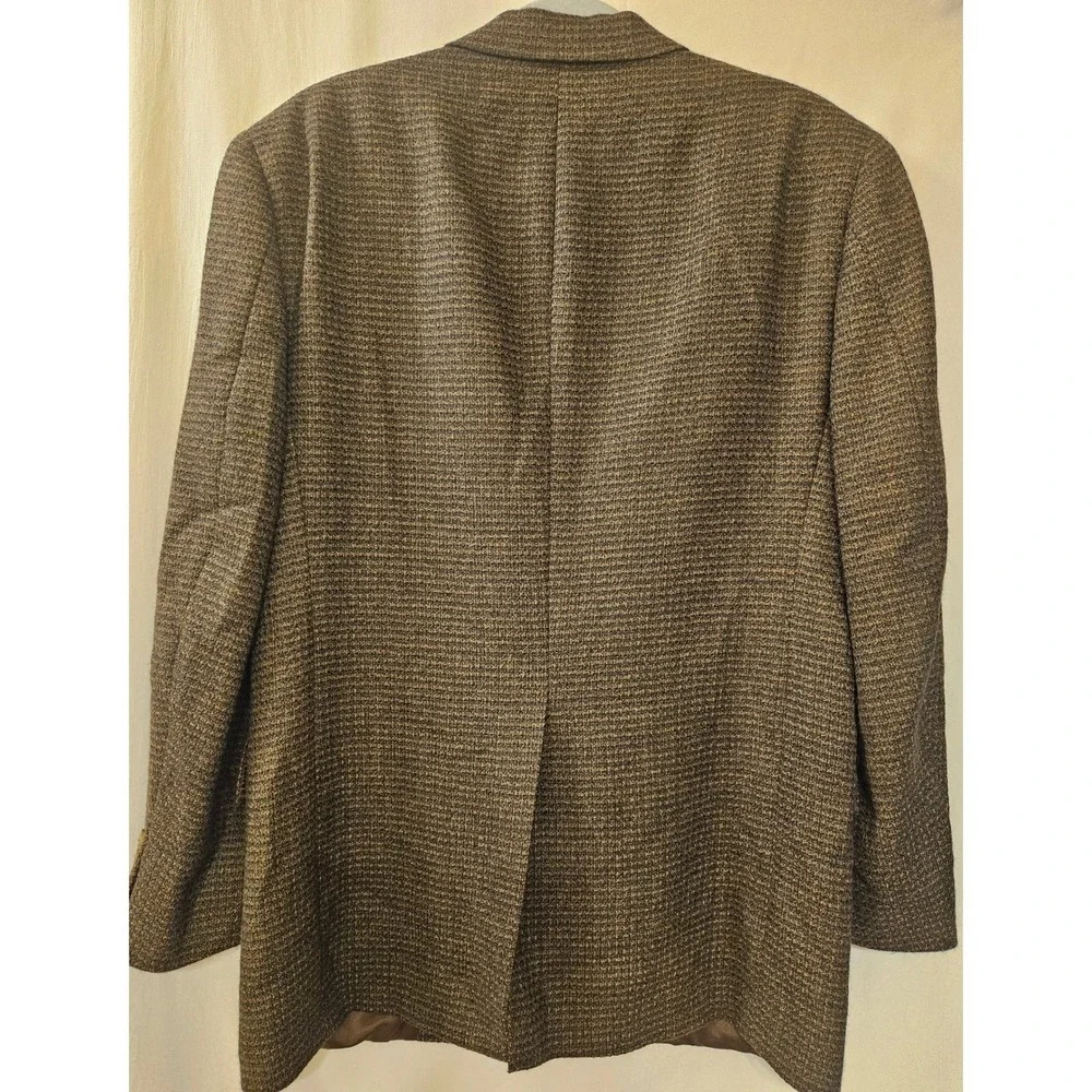 Hart Schaffner Marx Nordstrom Mens‎ Brown Micro Check Wool Blazer Sport Coat 42R
